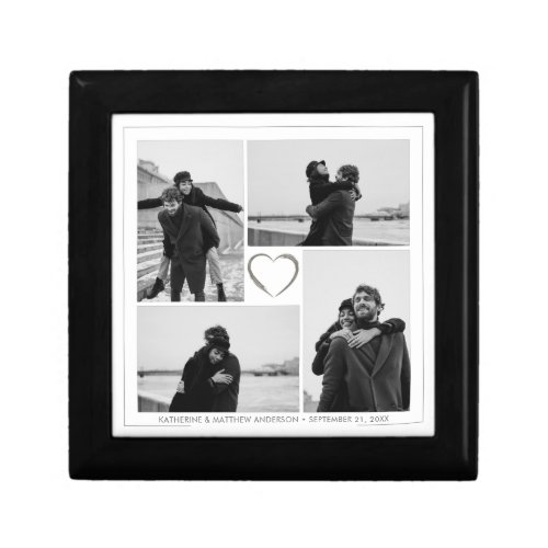 4 Photo Collage Wedding Anniversary Name  Date Gift Box