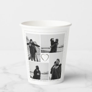 4 Photo Collage Wedding Anniversary Name & Date Paper Cups