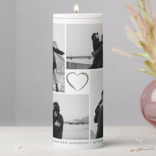 4 Photo Collage Wedding Anniversary Name  Date Pillar Candle