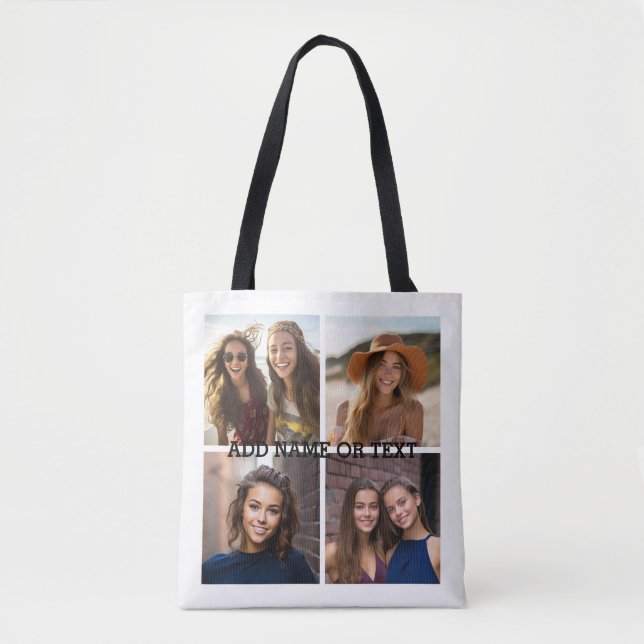 4 Photo Collage - White Background Tote Bag (Front)