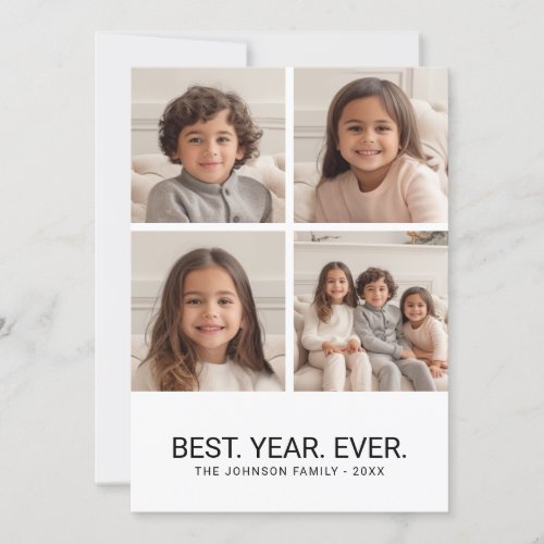 4 Photo Collage with Best Year Ever Holiday Card