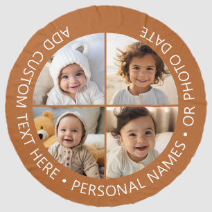 4 Photo Collage with Curvature Custom Text Around Beach Towel