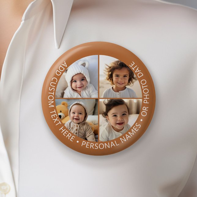 4 Photo Collage with Curvature Custom Text Around Button (Custom Button)