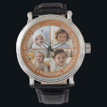 4 Photo Collage with Curvature Custom Text Around Watch<br><div class="desc">Add 4 photos and text to make a special keepsake for a friend or a family event. The border and background can be changed in the advanced design area. Use your square Instagram photos for the best results! TO CHANGE THE BACKGROUND - click on the customize or advanced design area,...</div>
