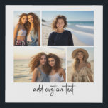 4 Photo Collage with modern script text - white Faux Canvas Print<br><div class="desc">Use horizontal and vertical photos for the best results! The script is in a modern handwritten script. TO CHANGE THE BACKGROUND - click on the customize or advanced design area, and choose a color in the color picker. Add your favorite pictures and snapshots to this film strip for a fun...</div>