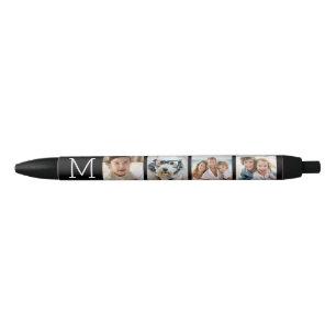 4 Photo Collage with Monogram Initial - Black Pen