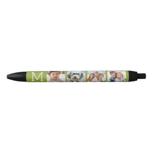 4 Photo Collage with Monogram Initial - Olive Pen
