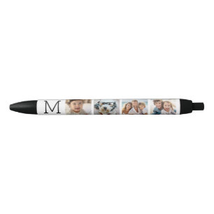 4 Photo Collage with Monogram Initial - White Pen