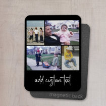 4 Photo Collage with Script Text - black white Magnet