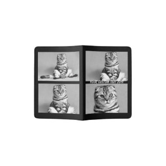 4 Photo collage with text - choose custom color Passport Holder