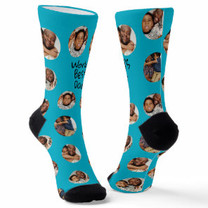 4 Photo Collage Worlds Best Dad Socks