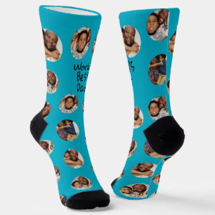 4 Photo Collage Worlds Best Dad Socks