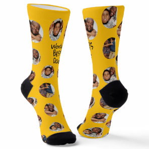 4 Photo Collage Worlds Best Dad Socks
