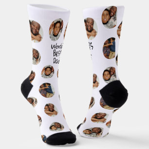 4 Photo Collage Worlds Best Dad Socks