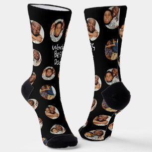 4 Photo Collage Worlds Best Dad Socks