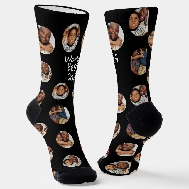 4 Photo Collage Worlds Best Dad Socks (Angled)
