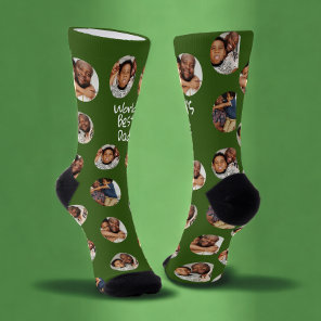 4 Photo Collage Worlds Best Dad Socks