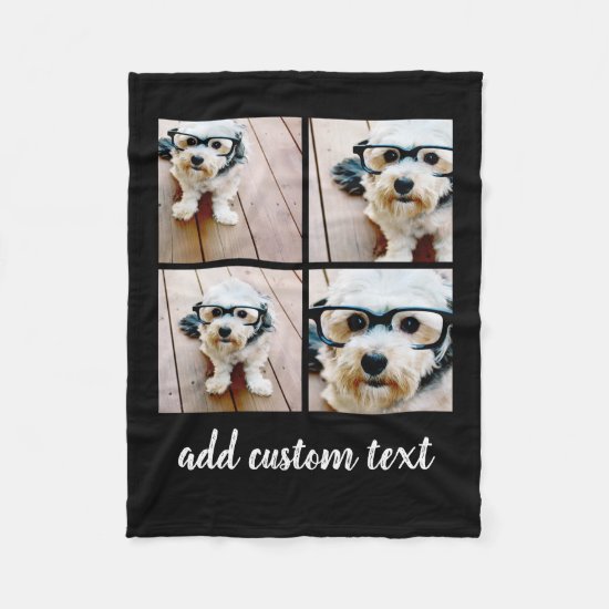 4 Photo Collage - you can change background color Fleece Blanket