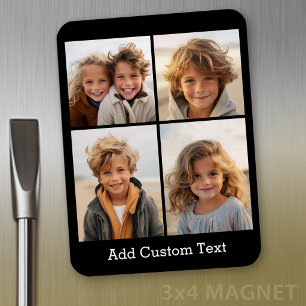 4 Photo Collage - you can change background color Magnet