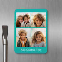 4 Photo Collage - you can change background color Magnet