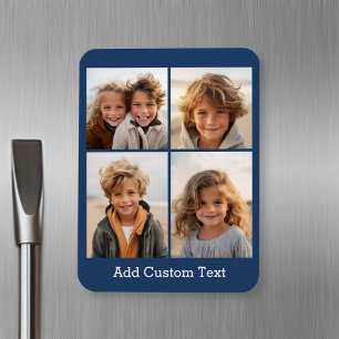 4 Photo Collage - you can change background color Magnet