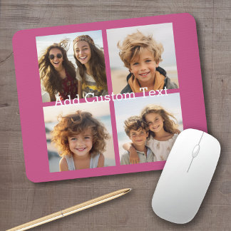 4 Photo Collage - you can change background color Mouse Pad