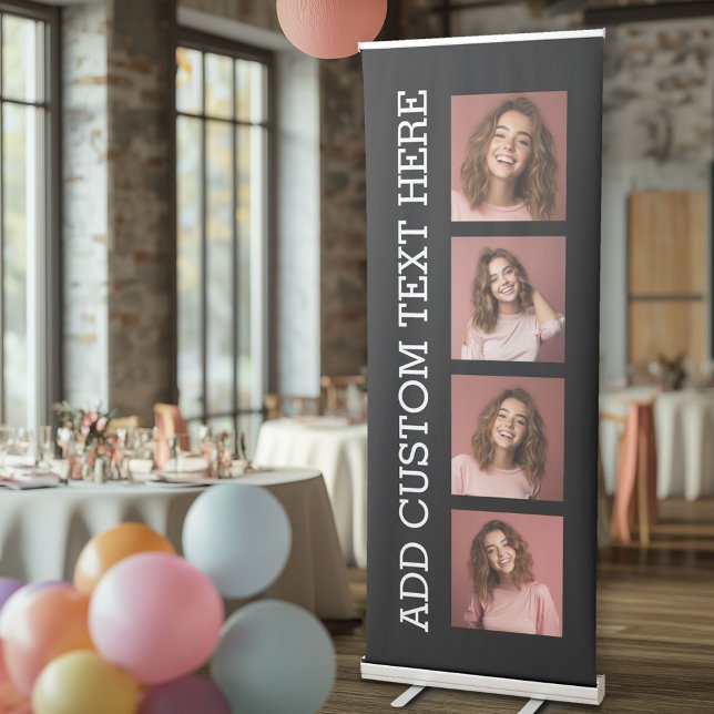 4 Photo Collage - you can change background color Retractable Banner (Custom Stand Up Banner with 4 Photos)