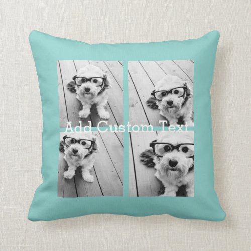 4 Photo Collage - you can change background color Throw Pillow