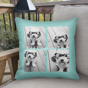 4 Photo Collage - you can change background color Throw Pillow