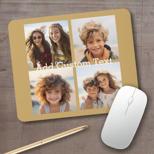 4 Photo Collage _ you can change background gold Mouse Pad