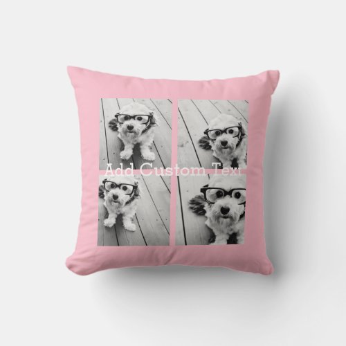 4 Photo Collage _ you can change background pink Throw Pillow