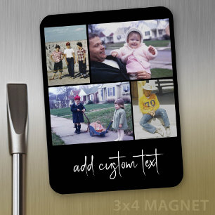 4 Photo Collage - you can change black color Magnet