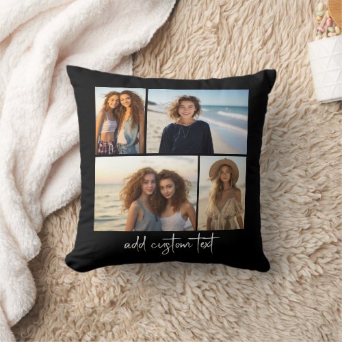 4 Photo Collage _ you can change black color Throw Pillow