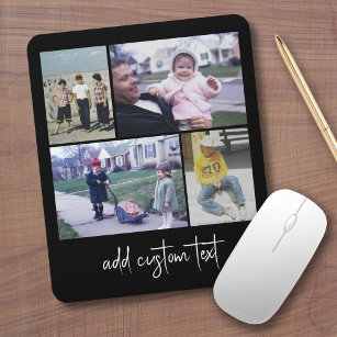 4 Photo Collage - you can change black colour Mouse Pad