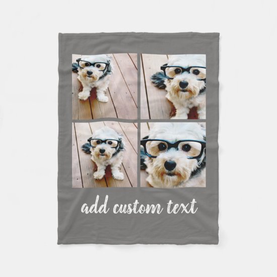 4 Photo Collage - you can change gray color Fleece Blanket