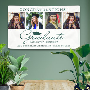 4 Photo Congrats Graduate 2026 Green Graduation Banner