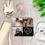 4 Photo Custom Collage Initial Heart Personalized Keychain<br><div class="desc">Create a Custom 4 Photo Custom Collage Initial Heart Personalized keyring from Ricaso</div>