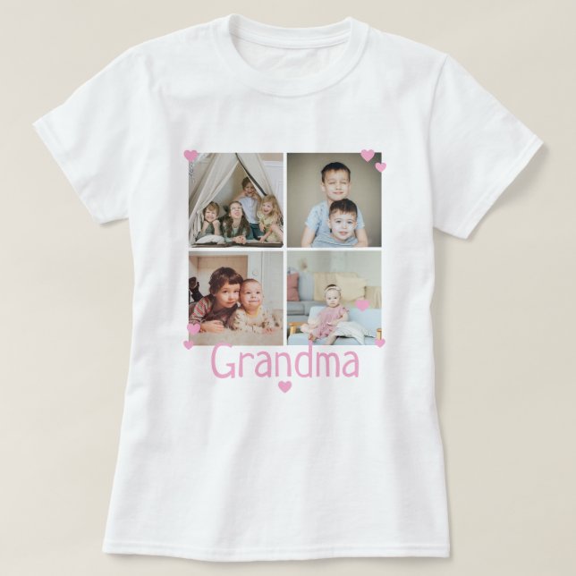 4 Photo Custom Collage Personalized T-Shirt (Design Front)
