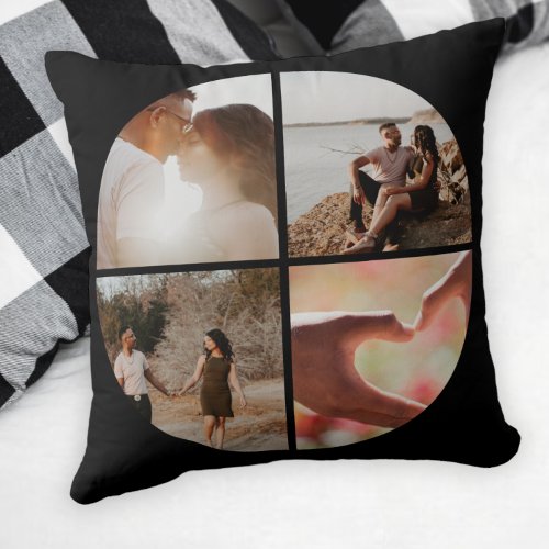 4 Photo Custom Collage Personalized Throw Pillow