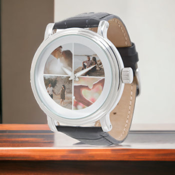 4 Photo Custom Collage Personalized Watch by Ricaso at Zazzle