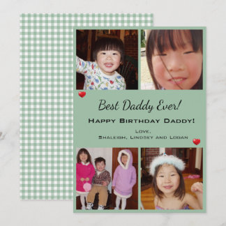 4 Photo Custom Happy Birthday Best Daddy Ever Card