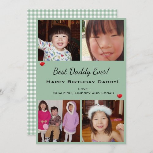 4 Photo Custom Happy Birthday Best Daddy Ever Card