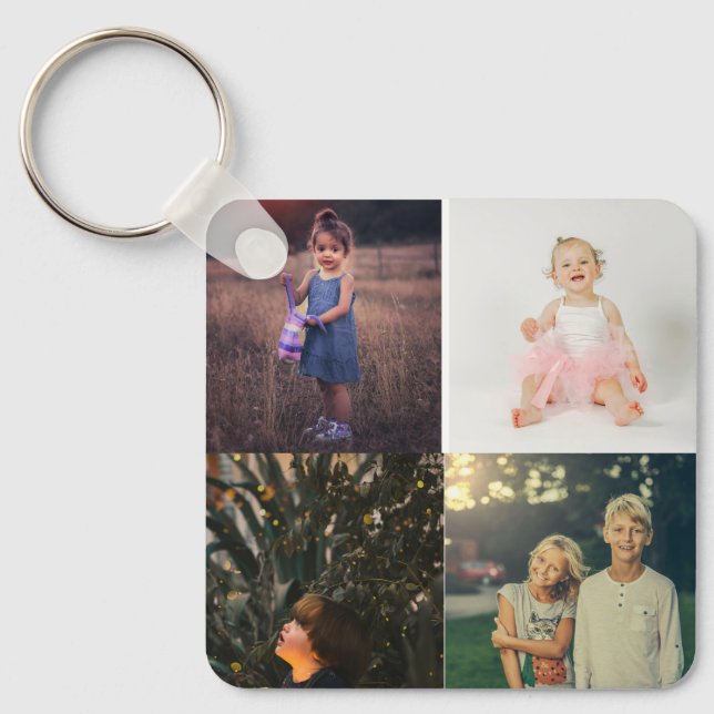4 Photo Custom Personalized Collage Keychain (Front)