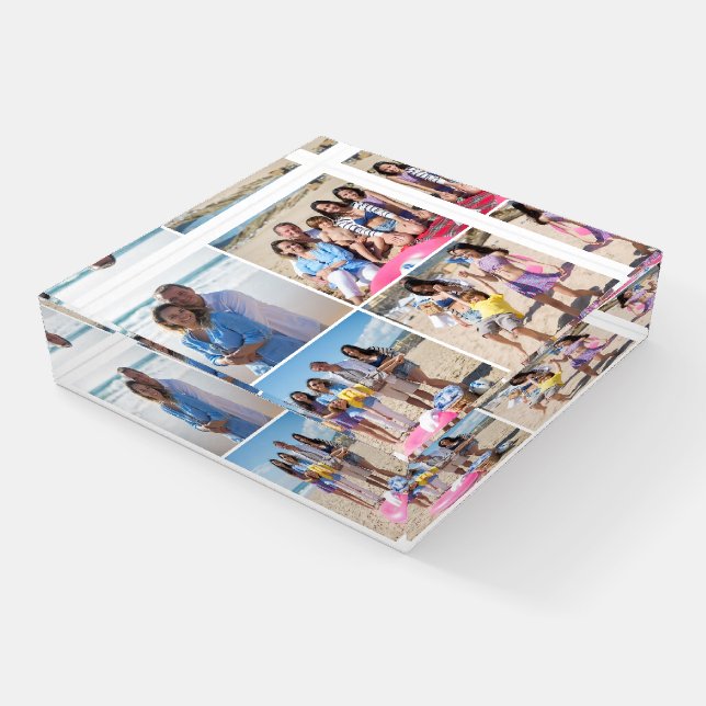 4 Photo Custom Personalized Photo Paperweight (Angled)