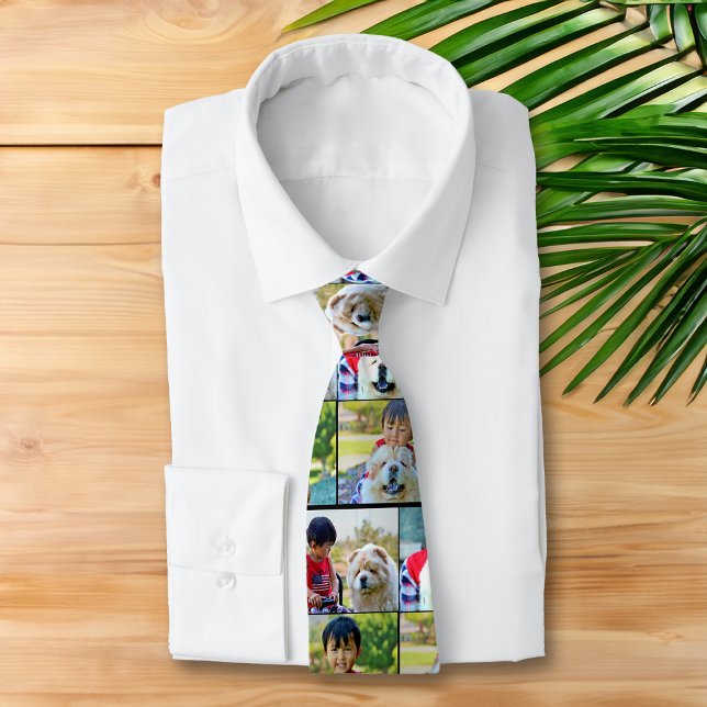 4 Photo Customized Collage Color Neck Tie (personalized photo collage necktie)