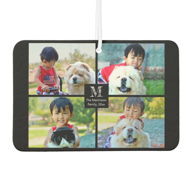 4 Photo Customized Collage with Monogram Air Freshener (Front)