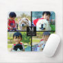 4 Photo Customized Collage with Monogram Mouse Pad