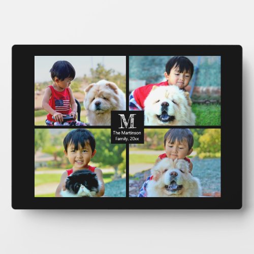 4 Photo Customized Collage with Monogram Plaque