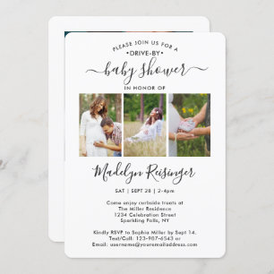 4 Photo Drive-By Social Distancing Baby Shower Invitation