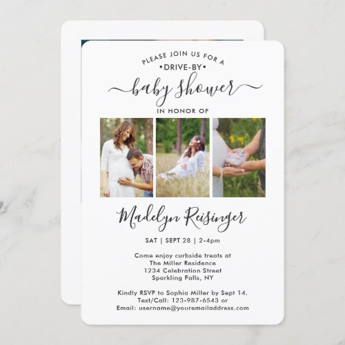 4 Photo Drive_By Social Distancing Baby Shower Invitation